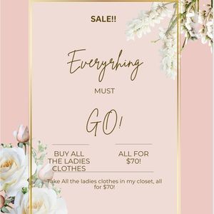 Closet Clear Out! Buy ALL of the ladies clothes in my closet for $70!